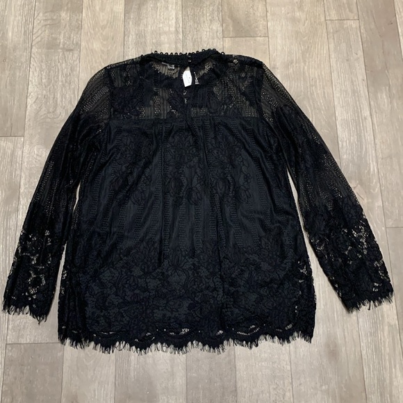 NWT Ultra Pink Mesh Floral Embroidered Goth Dark Black Sheer Eyelet Top Shirt - Picture 2 of 9